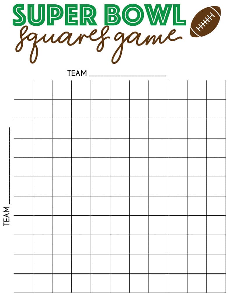 free printable super bowl squares template - play party plan